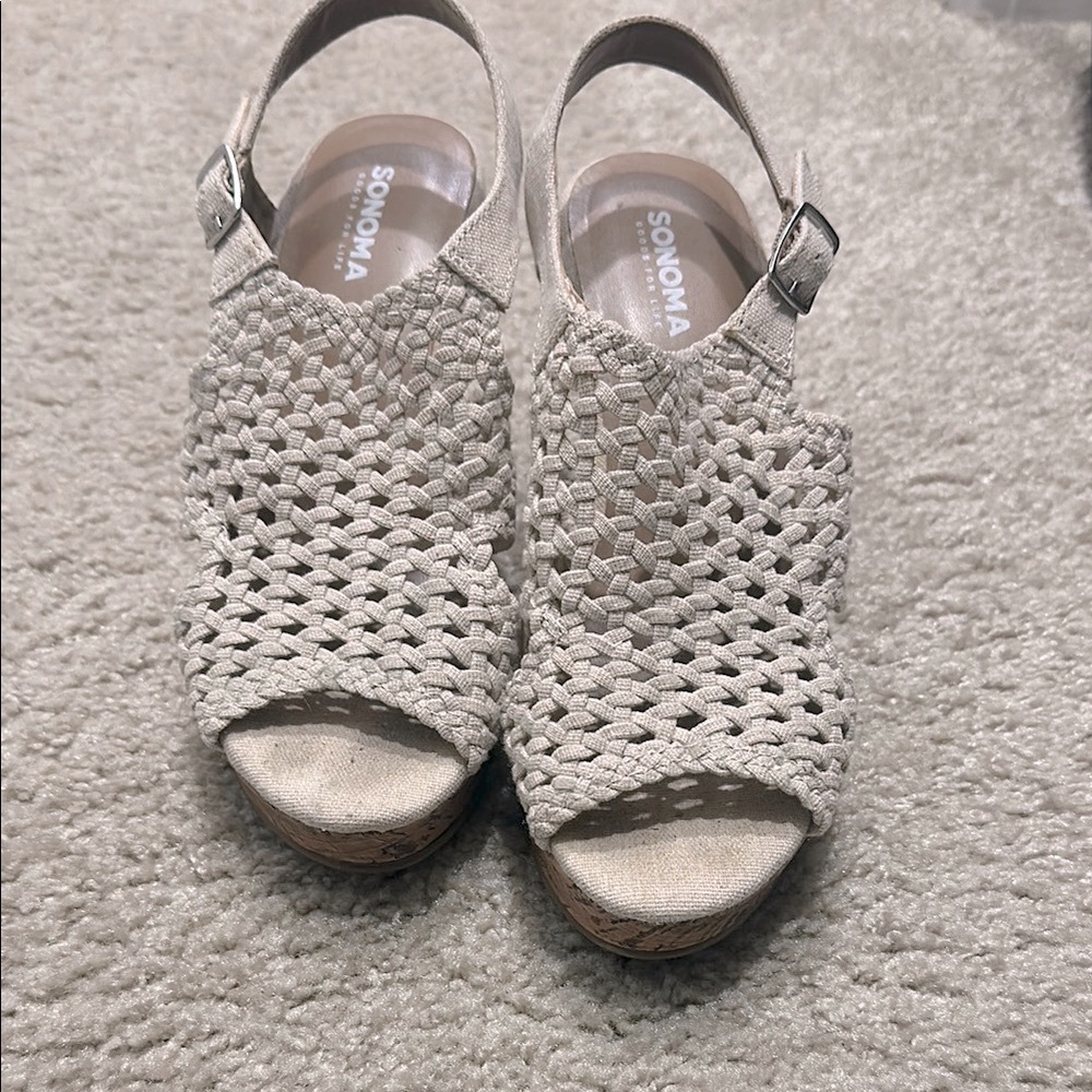 Sonoma Cream Wedge Shoes with Woven Design